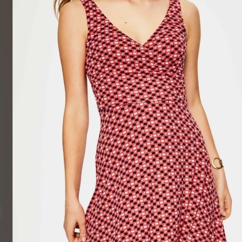Boden Willa Jersey Dress Rosehip Apple Print size 16 L Faux Wrap Midi - Picture 4 of 6